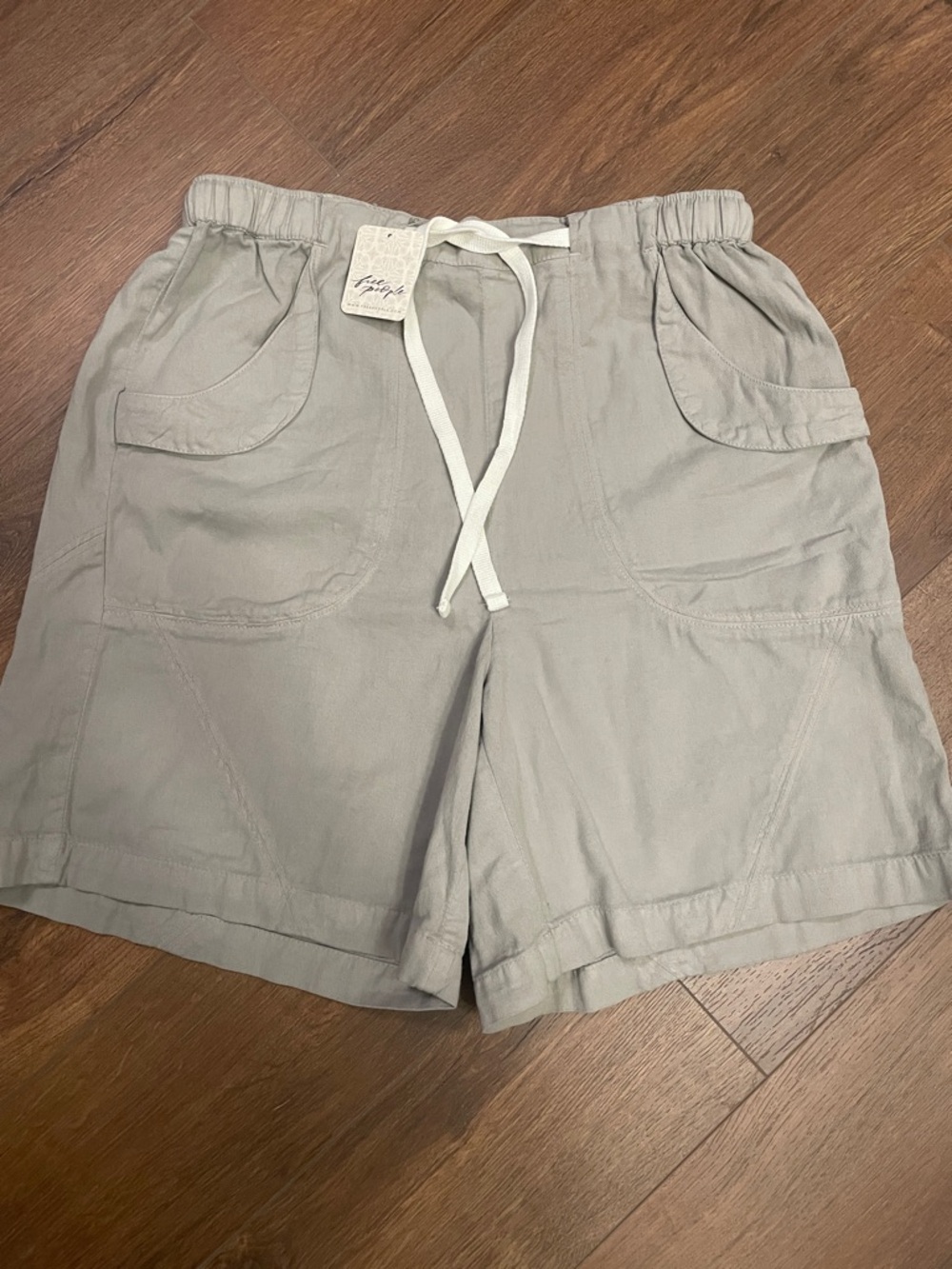 Free People Light Gray Drawstring Bermuda Shorts